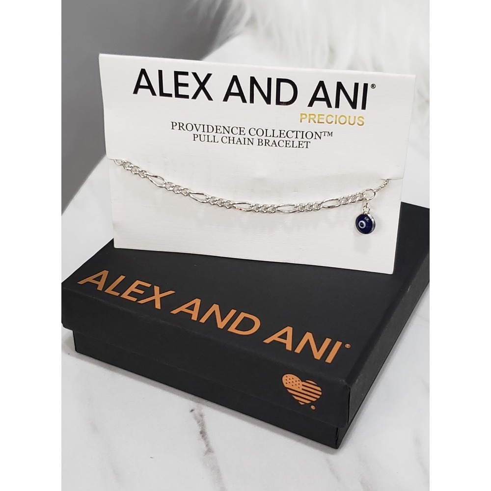 Alex & Ani STRENGTH + PROTECTION Evil Eye Pull Chain Bracelet STERLING SILVER